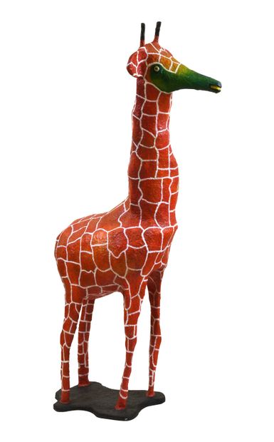 null 71 Giraffe, 2014 Polychrome paper mache sculpture. Signed Mickaël Sélassié and...