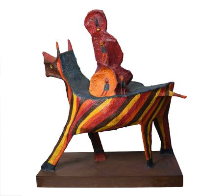 null 68 Cavalier, 1994 Sculpture in polychrome papier-mâché on wood. Signed and dated...