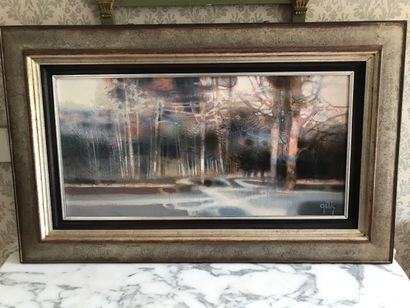 null 20 Daniel GELIS. Landscape. Oil on canvas Signed lower right 30 x 60 cm