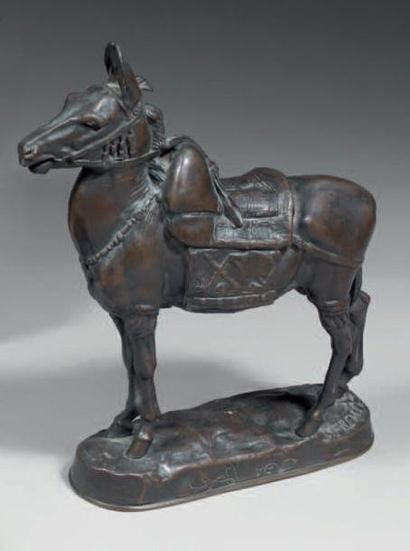 Emmanuel FREMIET (1824 - 1910) L'âne du Caire Bronze à patine brune. Dédicacé «A...