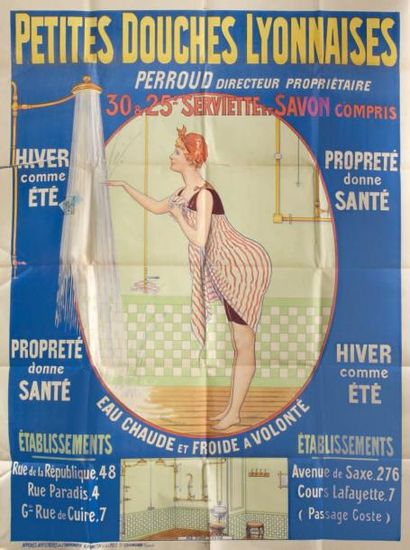 null Signée CHARAUSSET: «Petites douches lyonnaises». Imprimerie Poméon à St Chamond....