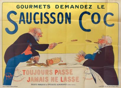 null Signée GAZAN «Saucisson COC». Imprimerie Heymann à Paris. 159 x 119,5 cm