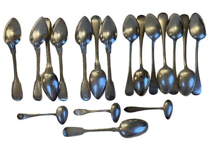 null A large silver spoon - Weight: 77 grs; three large Christofle spoons out of...