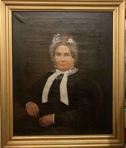 null late 19th century school 
Portrait of an old lady 
Oil on canvas. 
82 x 65 cm...