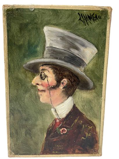 null XXth CENTURY SCHOOL
Personage with a monocle
Oil on canvas signed in the upper...