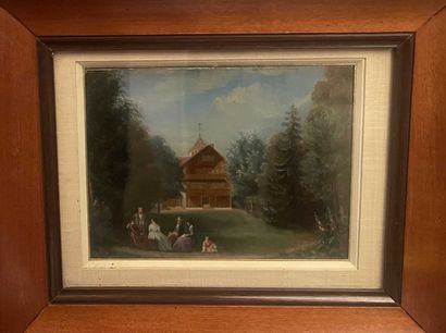 null 19th century school circa 1840
Conversation in the garden
Oil on wood panel.
12,5...