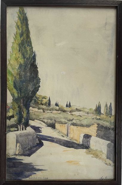 null MODERN SCHOOL 
Road to Allais
Watercolor on paper. 
Signed, titled and dated....