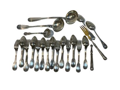 null Set of silver cutlery including a ladle (net model) (gross weight: 148g), a...