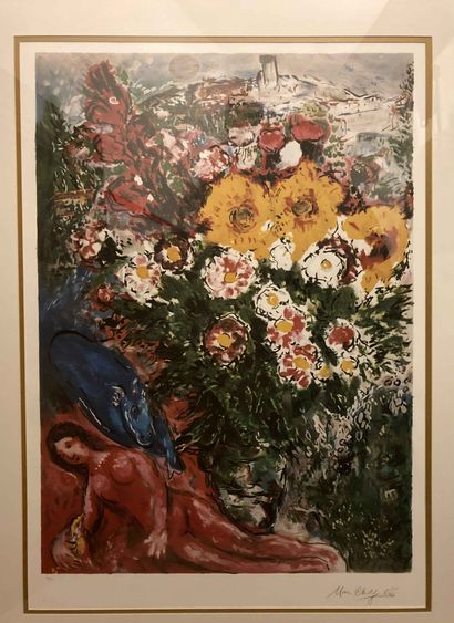 null Marc CHAGALL (after) 
Woman and flowers - Woman
Two posters in impression jet...