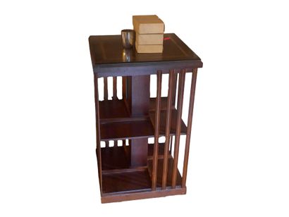 null Revolving bookcase in stained wood (accident)