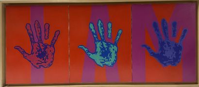 null CONTEMPORARY SCHOOL
Handprints
Three acrylics on canvas joined together
Monogrammed...