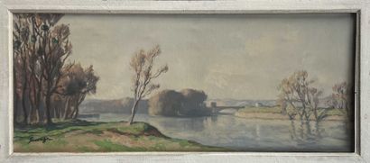 null Lucien SEEVAGEN (1887-1959)
Paysages au pont
Deux huiles sur carton. 
Signées...