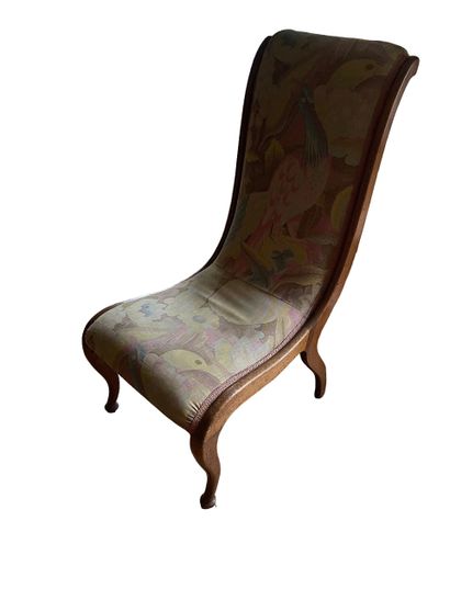 null Wood and fabric chaise longue.