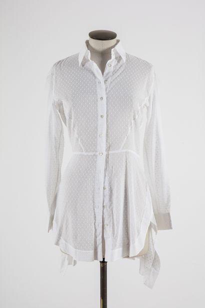 null ALAIA : Chemise en popeline de coton blanc, boutonnage simple sur le devant,...