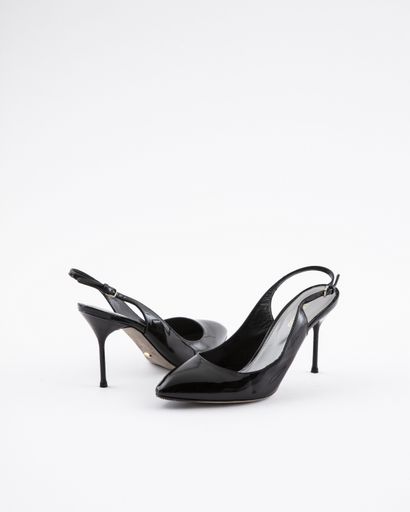 null SERGIO ROSSI: Lot including a pair of black patent leather mules with heel....