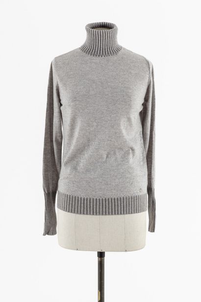 null ESCADA: Set of two turtleneck sweaters, one in gray wool, the other in khaki...