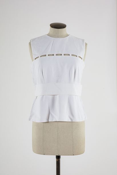 null EMILIO PUCCI - VERSACE: White openwork viscose top, round collar, zip closure...