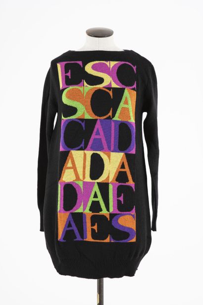 null ESCADA: Set of two sweaters, one in black polyester mottled pink and green,...