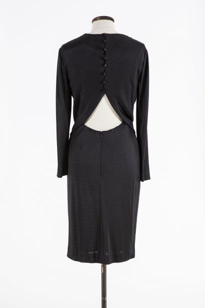 null CHANEL : Evening dress in polyamide, round neck, buttoned back revealing a neckline,...