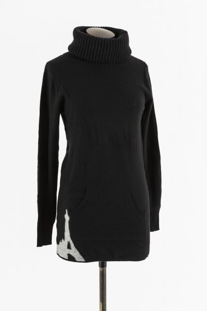 null SONIA RYKIEL: Long black cashmere sweater, large turtleneck, long sleeves, a...