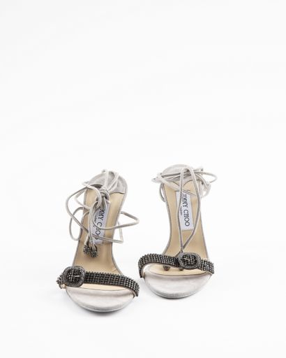 null JIMMY CHOO: Lot including a Pair of black suede ballerinas fully trimmed with...