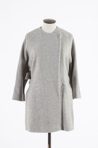 MASSIMO DUTTI: Coat in mottled gray wool,...