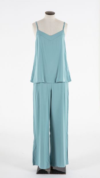 null CAROLINE BISS: Outfit in viscose and turquoise blue hemp, including a pair of...