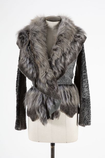ROBERTO CAVALLI: Jacket in patchwork of fur...