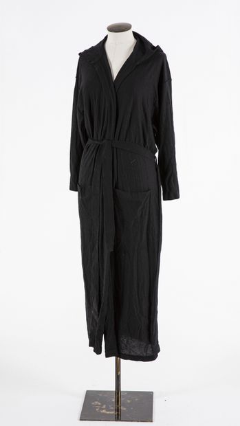 null RYKIEL WOMAN : Long gilet en laine noire à capuche, manches longues, poches...