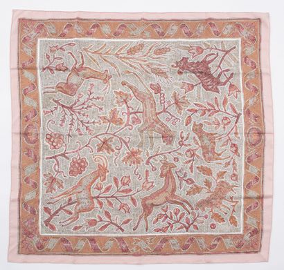 null HERMES made in France : Square in printed silk twill decorated with an animal...