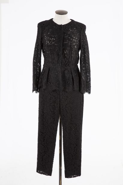 null ESCADA: Suit including a black lace jacket, round neck snap button, long sleeves...