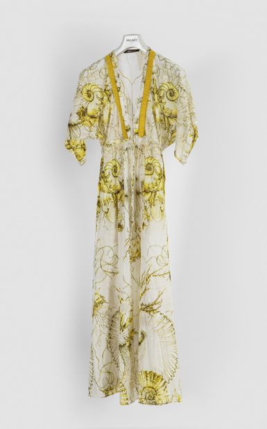 null ROBERTO CAVALLI: Lot including two long white cotton beach dresses, one with...
