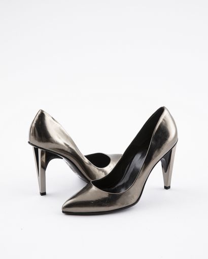 null SERGIO ROSSI: Open-toed pumps in pink grained leather, strap closure at the...