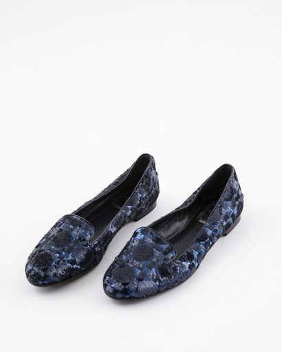 null CHRISTIAN DIOR : Ballerinas in midnight blue leather entirely covered with sequins...