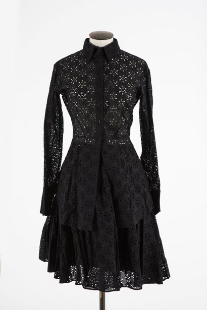 ALAIA: Black cotton outfit including a lace...