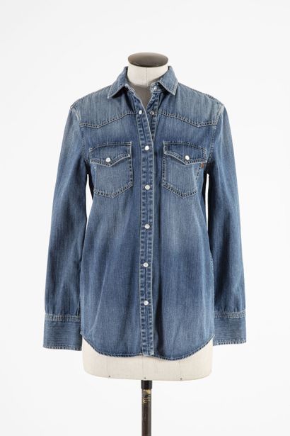 null GUCCI: Denim shirt, single breasted buttoning, two patch pockets, long sleeves....