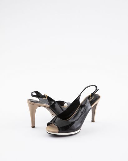null SERGIO ROSSI: Lot including a Pair of black, beige and white patent leather...