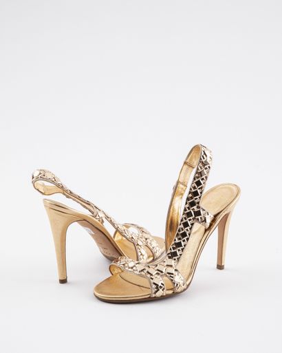 null VERSACE - Sergio ROSSI: Silver leather sandals decorated on the vamp with a...