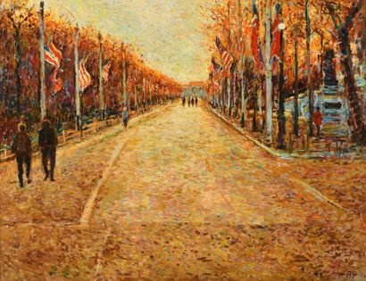 null Max AGOSTINI (1914-1997) The Entrance to Buckingham Palace in the Fall Oil on...