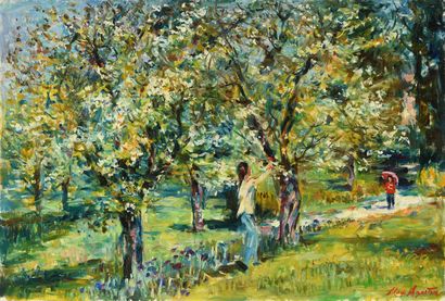 null Max AGOSTINI (1914-1997) Almond Trees in Bloom in Provence, 1978 Oil on canvas....
