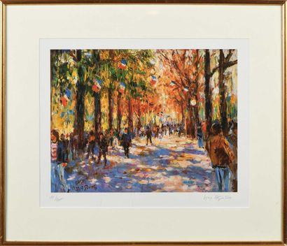 null A batch of about 80 prints by Max AGOSTINI (1914-1997) Drapeaux sur les Champs-Elysées...