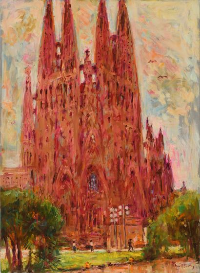 null Max AGOSTINI (1914-1997) La cathédrale Sagrada Familia de Gaudi, Barcelone,...