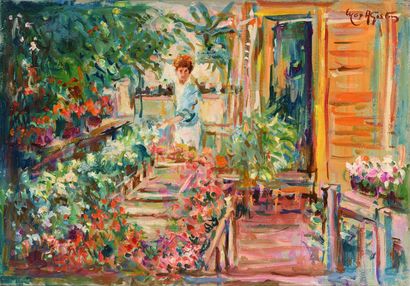 null Max AGOSTINI (1914-1997) La marchande de fleurs Huile sur toile. Signée en haut...