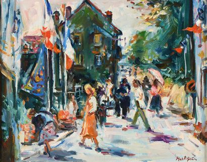 null Max AGOSTINI (1914-1997) In the Village of Gargilesse, 1980 Oil on canvas. Signed...