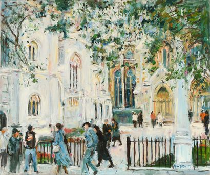 null Max AGOSTINI (1914-1997) London, The Entrance to Westminster Abbey, 1994 Oil...
