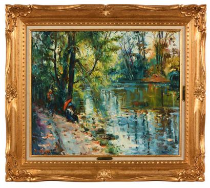 null Max AGOSTINI (1914-1997) At the edge of the Creuse River Oil on canvas. Signed...