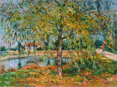 null Max AGOSTINI (1914-1997) The Willow of the Pond in Gargillesse Oil on canvas....