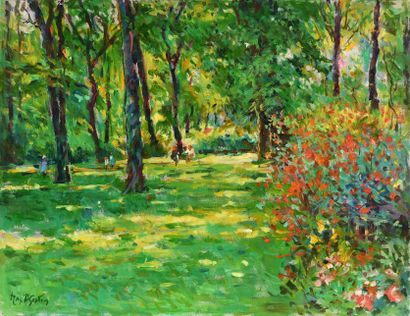 null Max AGOSTINI (1914-1997) Le jardin du Pré Catelan Huile sur toile. Signée en...