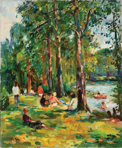 null Max AGOSTINI (1914-1997) Resting under the Trees on the Banks of the Creuse...
