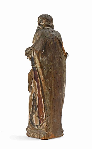 null Sculpture représentant probablement un évangéliste (Saint-Paul ?) en bois sculpté...